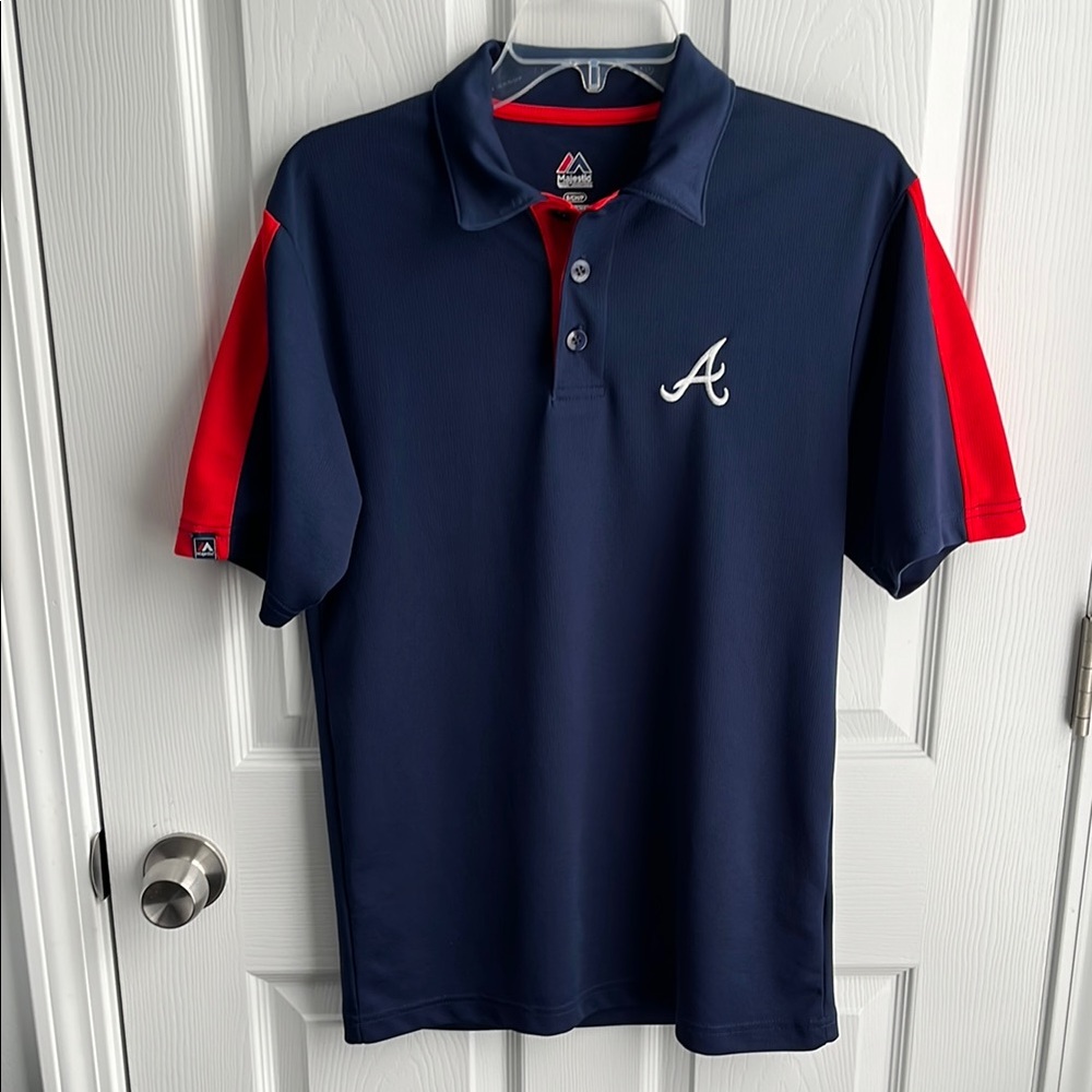 Atlanta Braves Majestic Polo Shirt with Embroidered Logo Size Small
